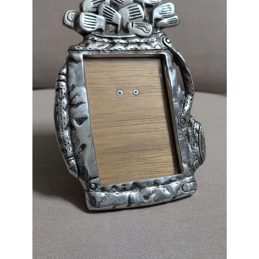 Silver Pewter Golf Bag Picture Frame - Metallic Finish 3 x 4.25